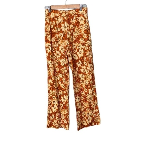ZARA Printed Linen Geometric Floral Tie Dye Floral Pants - Picture 4 of 14